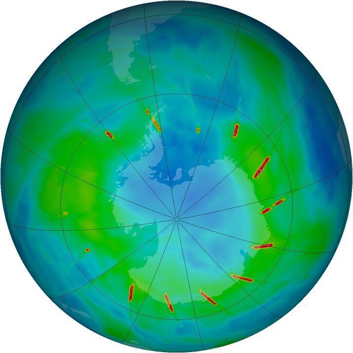 Antarctic ozone map for 12 April 2010